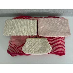 Set of 3 Bling Glamour clutches Pink White Gifts Prom Wedding Bridesmaids gifts